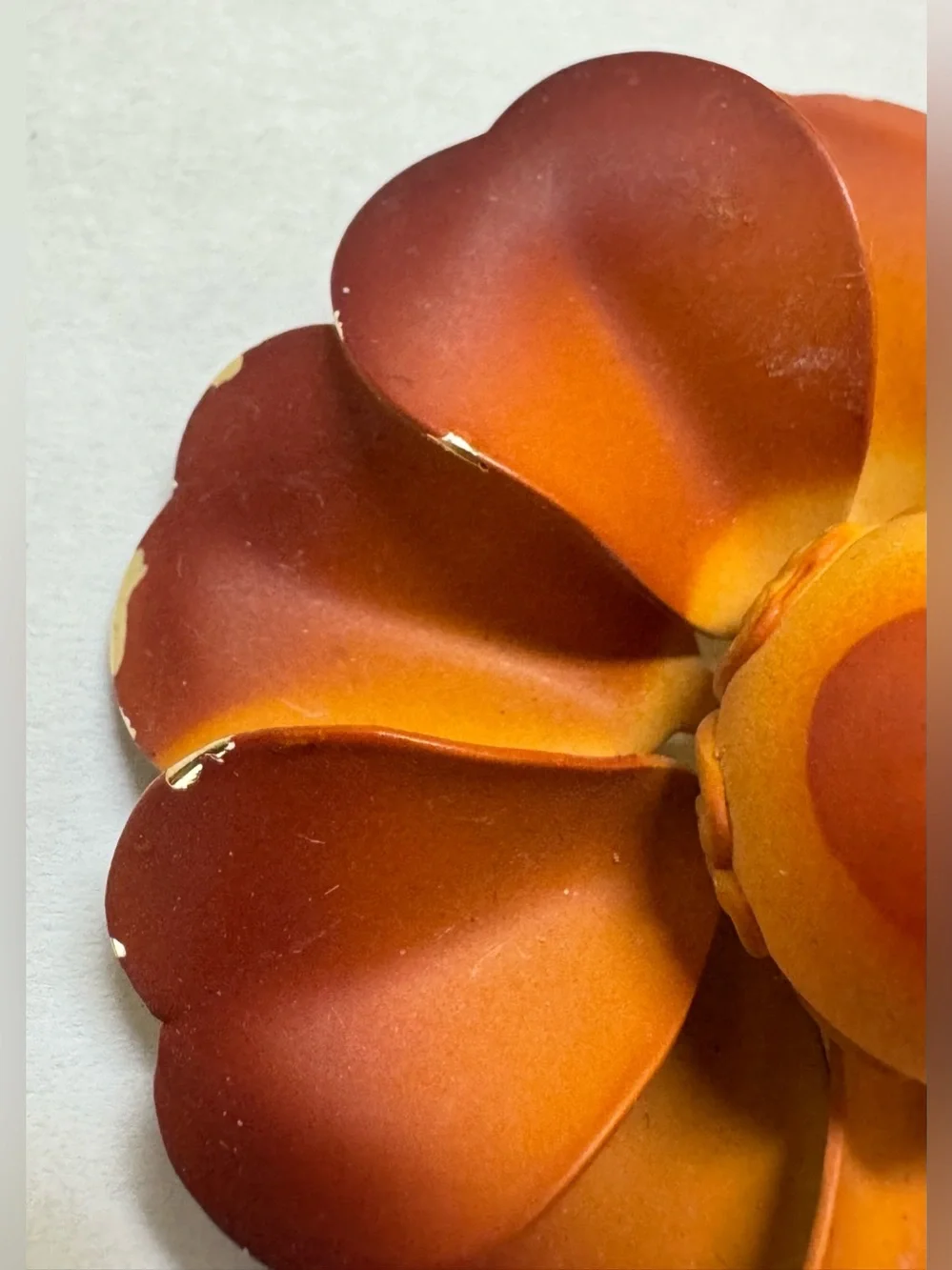 Vintage Amber Orange Flower Brooch Pin - Picture 2 of 6